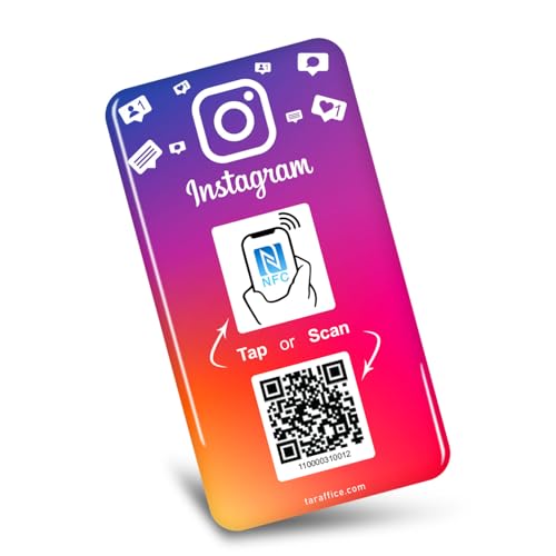 TARAFFICE Instagram NFC Platte aus Epoxidharz | kompatibel mit iPhone & Android | für Geschäfte, Unternehmen, Geschäfte, Restaurants, Bars, Cafés, Fastfoods, Pizzerien (Instagram (5 x 10 cm)) von Taraffice