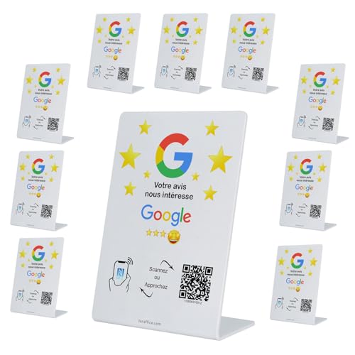 TARAFFICE – NFC Google Avis Stand | Kompatibel mit iPhone & Android | Für Geschäfte, Geschäfte, Restaurants, Bars, Cafés, Fastfoods, Pizzerien (10 Stück) von Taraffice
