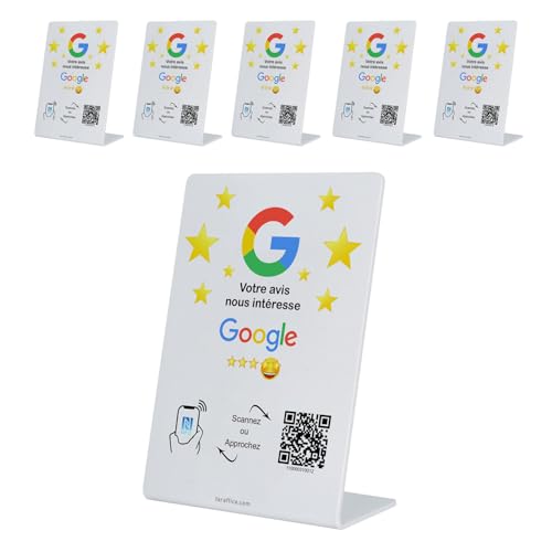 TARAFFICE – NFC Google Avis Stand | Kompatibel mit iPhone & Android | Für Geschäfte, Geschäfte, Restaurants, Bars, Cafés, Fastfoods, Pizzerien (6 Stück) von Taraffice