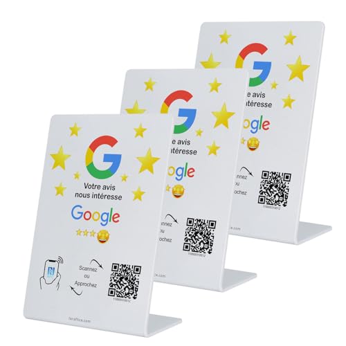 TARAFFICE – NFC Google Note Stand | Kompatibel mit iPhone & Android | Für Geschäfte, Geschäfte, Restaurants, Bars, Cafés, Fastfoods, Pizzerien (3-teilig) von Taraffice