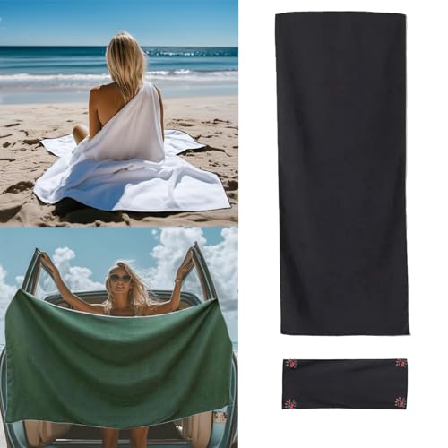 Magnethandtuch, Handtuch mit Magnet, übergroßes Mikrofaser Magnetisches Badetuch für Den Außenbereich mit Magnetverschluss für Reisen, schnell trocknend, Schwimmen, Pool, Yoga(190*76cm) (Schwarz) von Tarange
