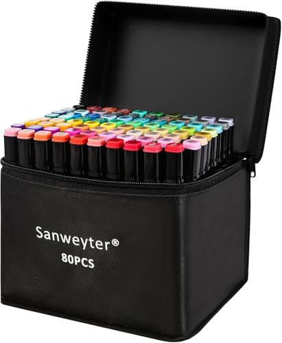 Alkohol Marker Set 80pcs - 2,7g Große Tintenkapazität, Langlebiger als Andere Acrylstifte und Filzstifte Set,Leckageschutz, 2S Schnell Trocknende Doppelspitze Alkohol Marker für Malerei,Design,Manga Alkohol Marker Set 80pcs - 2,7g Große Tintenkapazität, Langlebiger als Andere Acrylstifte und Filzstifte Set,Leckageschutz, 2S Schnell Trocknende Doppelspitze Alkohol Marker für Malerei,Design,Manga von Tarent