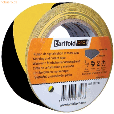 Tarifold Pro Bodenmarkierungsband Warnfarben 50mmx33m gelb/schwarz von Tarifold Pro