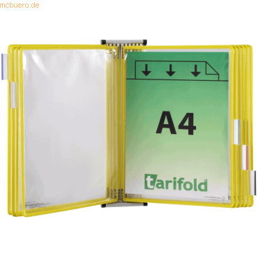 Tarifold Wandsichttafelsystem A4 grau Metall mit 10 Sichttafeln gelb von Tarifold
