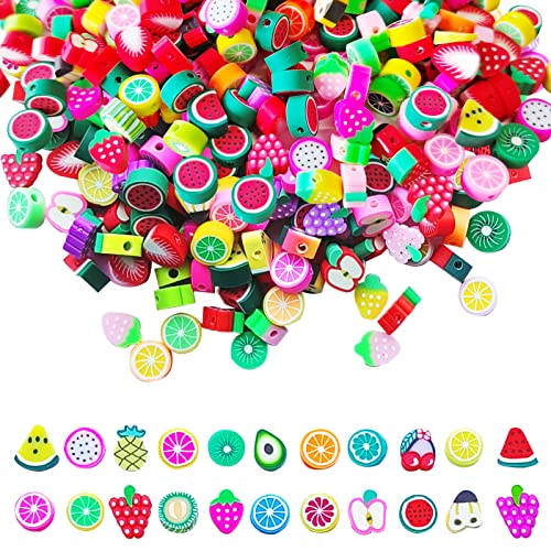 300 Stück Frucht Perlen Polymer Clay Beads, Kinder Armbänder Bunte Fädelperlen DIY Armbänder Kette Spacer Beads Kit Bastelset für Armband Haarband Basteln für die Herstellung von Schmuckarmbändern 300 Stück Frucht Perlen Polymer Clay Beads, Kinder Armbänder Bunte Fädelperlen DIY Armbänder Kette Spacer Beads Kit Bastelset für Armband Haarband Basteln für die Herstellung von Schmuckarmbändern von Tarklanda