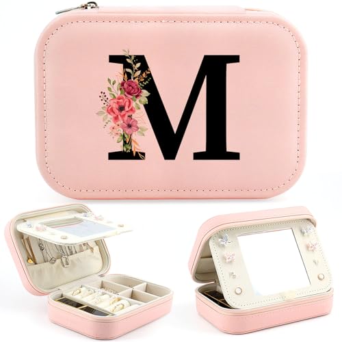 Personalisierte Schmuckkästchen mit Initiale, Schmuckkästchen Klein Schmuckschatulle Reise, Frauen Schmuckkästchen, Geschenke für Freundin, Brautjungfer, Geburtstage, Hochzeit, Valentinstag(M) von Tarklanda