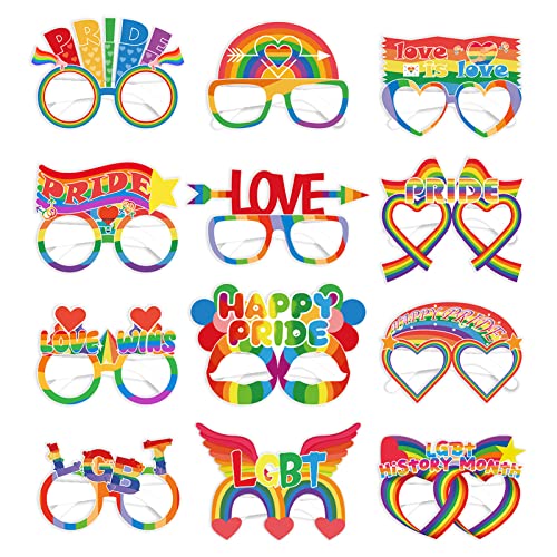 Tarklanda 24 Stück Regenbogen Gay Pride Partybrillen, Papier LGBT Partybrillen für Pride Parade Regenbogen Party Kostüm Accessoires Gastgeschenke, Lustige Regenbogen Papier Brille Gay Foto Requisiten von Tarklanda