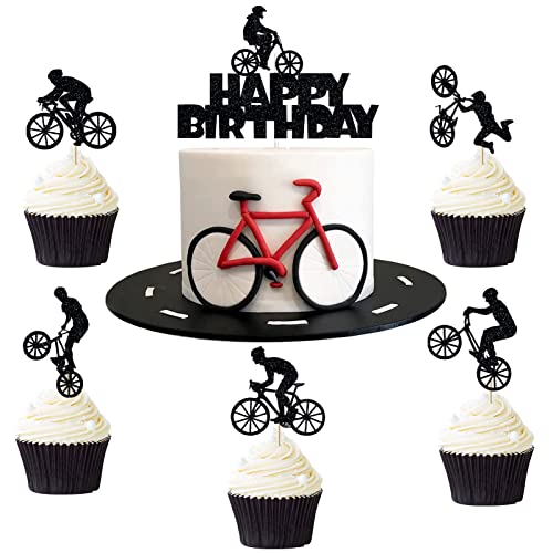 26 Stück Fahrrad Cupcake Topper Fahrrad Kuchen Topper Glitter Fahrrad Kuchen Dekoration für Fahrrad Thema Party Dekoration Sport Party Dekoration Kuchendeko Geburtstag für Mann Junge von Tarklanda