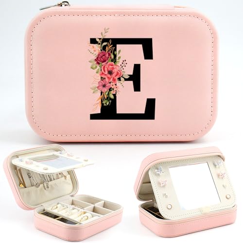 Tarklanda Klein Schmuckkästchen Reise Schmuckkästchen mit Initiale und Blume, Schmuckschatulle mit Spiegel, Initial Jewelry Organizer, Geschenke für Frauen, Mama, Kollegin, Geburtstage, Muttertag(E) Tarklanda Klein Schmuckkästchen Reise Schmuckkästchen mit Initiale und Blume, Schmuckschatulle mit Spiegel, Initial Jewelry Organizer, Geschenke für Frauen, Mama, Kollegin, Geburtstage, Muttertag(E) von Tarklanda