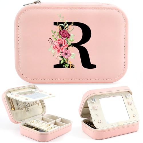 Tarklanda Klein Schmuckkästchen Reise Schmuckkästchen mit Initiale und Blume, Schmuckschatulle mit Spiegel, Initial Jewelry Organizer, Geschenke für Frauen Mama Kollegin zum Geburtstage, Jubiläum(R) Tarklanda Klein Schmuckkästchen Reise Schmuckkästchen mit Initiale und Blume, Schmuckschatulle mit Spiegel, Initial Jewelry Organizer, Geschenke für Frauen Mama Kollegin zum Geburtstage, Jubiläum(R) von Tarklanda