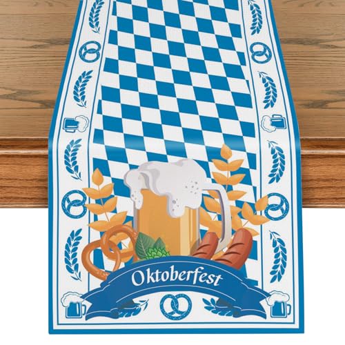 Tarklanda Raute Oktoberfest Tischläufer, Brezel Bayrisch Blau Weiß Tischdecke, Waschbar Küche Esstisch Dekoration für Oktoberfest Grillfeste drinnen und draußen Party Zubehör 35 x 180cm Tarklanda Raute Oktoberfest Tischläufer, Brezel Bayrisch Blau Weiß Tischdecke, Waschbar Küche Esstisch Dekoration für Oktoberfest Grillfeste drinnen und draußen Party Zubehör 35 x 180cm von Tarklanda