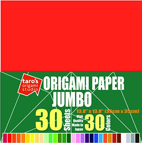 [Taro's Origami Studio] Jumbo, 35 cm, einseitig, 30 Farben, 30 Blatt, quadratisch, einfach zu falten, hochwertiges japanisches Papier für Anfänger (importiertes Produkt aus Japan) von Taro's Origami Studio