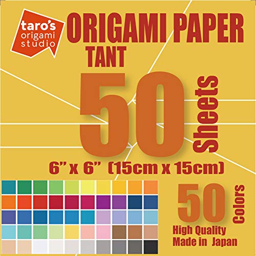 Taro's Origami-Studio: TANT Standard 15,2 cm, doppelseitig, 50 Farben, 50 Blatt, quadratisch, leicht zu falten, hochwertiges japanisches Papier für Origami-Künstler vom Anfänger bis zum Experten von Taro's Origami Studio