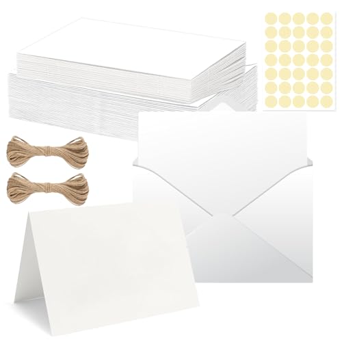 30 Sets Karten mit Briefumschläge Blanko, Umschläge Falt-Karten Klappkarten Kuverts für Grußkarten, Einladung, Geburtstagskarten, Dankeskarten (Weiß) von Tarocat