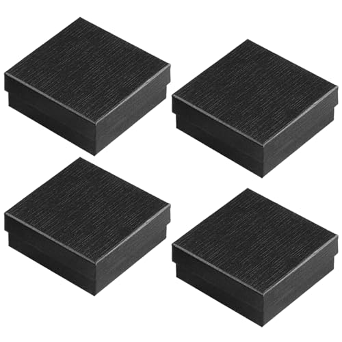 Tarocat Jewellery Geschenkbox, 4 Stücke Schmuck-Geschenkboxen Mit Deckel, Schmuckschatulle Klein, Boxen Für Schmuckverpackung, 9X9X3Cm Schwarz von Tarocat