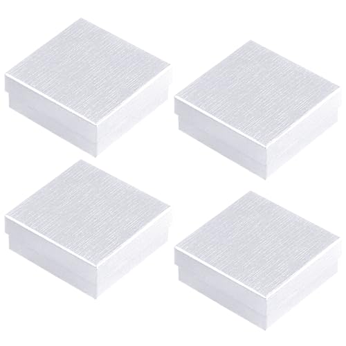 Tarocat Jewellery Geschenkbox, 4 Stücke Schmuck-Geschenkboxen Mit Deckel, Schmuckschatulle Klein, Boxen Für Schmuckverpackung, 9X9X4Cm Weiß von Tarocat