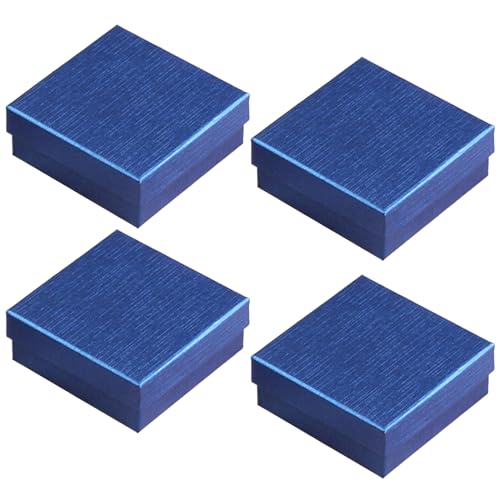 Tarocat Jewellery Schmuck Geschenkbox, 4 Stücke Schmuck-Geschenkboxen Mit Deckel, Schmuck Geschenkboxen, Schmuckschatulle Klein, Boxen Für Schmuckverpackung, 9X9X5Cm Blau von Tarocat