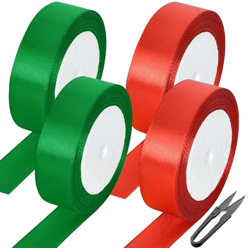 Tarocat Schleifenband Weihnachten, 88M Rot und Grün Geschenkband, Weihnachten Satinband Geschenkband Breit, Geschenkband Weihnachten für Geschenkverpackung, Weinachts Dekoration Tarocat Schleifenband Weihnachten, 88M Rot und Grün Geschenkband, Weihnachten Satinband Geschenkband Breit, Geschenkband Weihnachten für Geschenkverpackung, Weinachts Dekoration von Tarocat