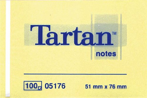 Tartan 05176 Notes Haftnotizen, 51 x 76 mm, hellgelb, 1 Stück von Tartan