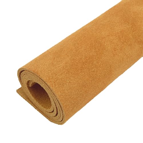 1,5 mm Wildlederstück, weiches echtes Rindspaltleder, Wildledermaterial für Lederarbeiten, Nähzubehör (gelb, 30,5 x 20,3 cm) von Tas Trost
