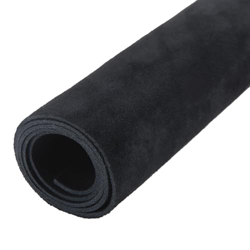 1,5 mm Wildlederstück, weiches echtes Rindspaltleder, Wildledermaterial für Lederarbeiten, Nähzubehör (schwarz, 30,5 x 121,9 cm) von Tas Trost