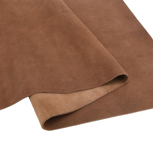 Veloursleder, 1,5 mm, weiches echtes Rindspaltleder, Wildledermaterial, für Lederarbeiten, Nähzubehör (braun, 30,5 x 61 cm) von Tas Trost