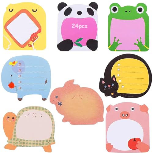 Tierische Klebezettel, 24 Stück Cute Sticky Notes mit 8 Designs, Lesezeichen für Kinder, Klebezettel Haftnotizen ohne Rückstände, Ideal Kleinigkeiten für Kinder, Schule, Büro & Mehr (480 Blatt) von Tashce