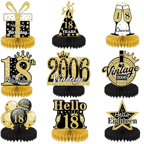 9 Stück Schwarze Goldene Bienenwabe Mittelstück Tischdeko Geburtstag, 18. Geburtstag Junge, 18 Geburtstag Deko, 18 Geburtstag Party Deko für Männer, Geschenke für Junge Geburtstag 9 Stück Schwarze Goldene Bienenwabe Mittelstück Tischdeko Geburtstag, 18. Geburtstag Junge, 18 Geburtstag Deko, 18 Geburtstag Party Deko für Männer, Geschenke für Junge Geburtstag von Tashce