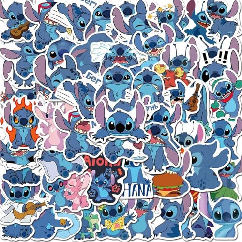 Anime Stich Sticker 100 Stück, Cartoon Aufkleber, Wasserfeste Vinyl Aufkleber Kinder Sticker Set für Skateboard Laptop Koffer Auto Helm Bottle, Geschenk für Kinder Teenager Erwachsene von Tashce