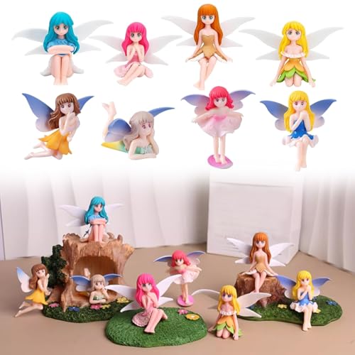 Tashce Elfen Figuren Garten Deko 8 Stück - Kleine Feen Figuren & Feengarten Miniatur Set, Mini Feen Tortendeko - Miniatur Feengarten Zubehör für Garten, Kuchen, Feenhaus, Geschenk Tashce Elfen Figuren Garten Deko 8 Stück - Kleine Feen Figuren & Feengarten Miniatur Set, Mini Feen Tortendeko - Miniatur Feengarten Zubehör für Garten, Kuchen, Feenhaus, Geschenk von Tashce