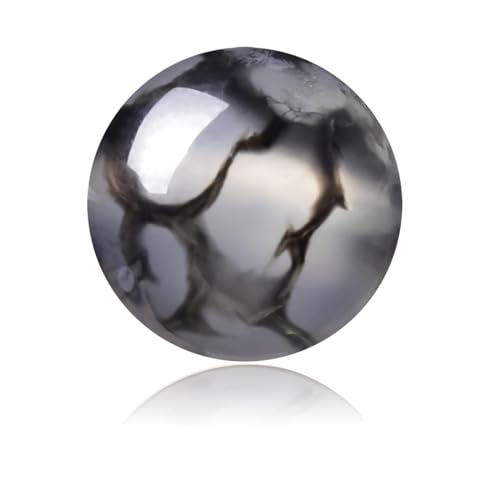 100 Stück Naturstein, 8 mm, Achat, rund, lose Edelsteine, glatte Perlen mit Loch für Halsketten, Armbänder, Ohrringe, mit gratis Kristall-Stretchschnur (schwarze Ader) von Tashidelek