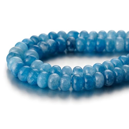 Natürliche Perlen, Rondelle, Abstandshalter, lose Perlen für Schmuckherstellung, DIY, Handwerk, Design, Handarbeit, 1 Strang, 39,4 cm, Blauer Aquamarin, 5 x 8 mm von Tashidelek