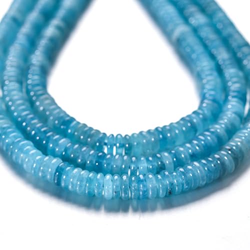 Rondelle Abstandshalter, Radscheibe, 2 x 6 mm, Natursteinperlen, lose zum Basteln, für Perlen, Schmuck, Armbänder, Halsketten (blauer Aquamarin) von Tashidelek