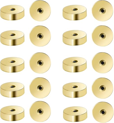 Edelstahl-Ohrring-Verschlüsse, 2 mm, flache Rückseite, Ohrringe für Ohrstecker, 20 Stück, Gold, 20 g (0,8 mm) Schraubverschluss für Damen und Herren, zierliche Knorpelohrstecker von Tasodin