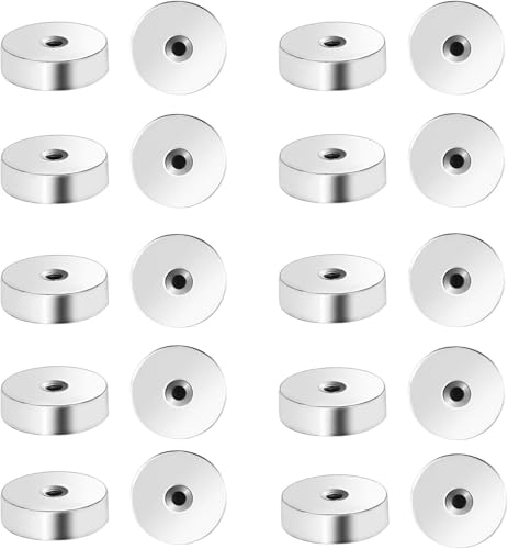 Edelstahl-Ohrring-Verschlüsse, 2 mm, flache Rückseite, Ohrringe für Ohrstecker, 20 Stück, silberfarben, 20 g (0,8 mm) Schraubverschluss für Damen und Herren, Ohrstecker, zierliche Knorpelohrstecker von Tasodin