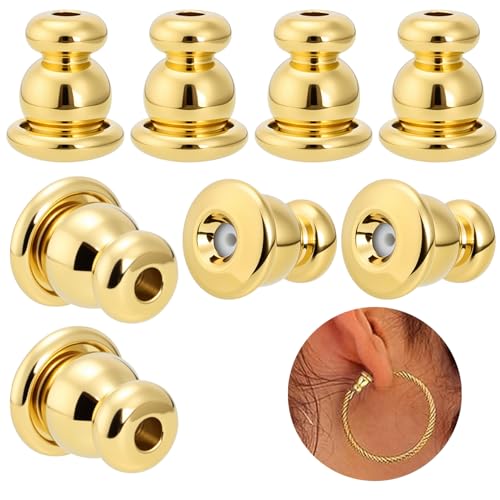 Ohrring-Verschlüsse für Ohrstecker, 4 Paar, Ersatz für Ohrstecker/Hängeohren, 18 Karat vergoldet, hypoallergen, sichere Verriegelung für empfindliche Ohren von Tasodin