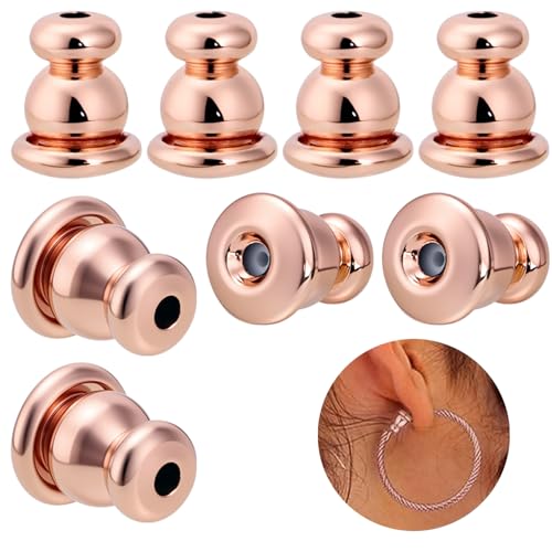Ohrring-Verschlüsse für Ohrstecker, 4 Paar, Ersatz für Ohrstecker/Hängeohren, rotvergoldet, hypoallergen, sichere Verriegelung für empfindliche Ohren von Tasodin