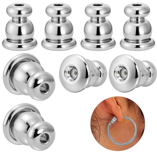 Ohrring-Verschlüsse für Ohrstecker, 4 Paar, Ersatz für Ohrstecker/Hängeohren, silberfarben, hypoallergen, sichere Verriegelung für empfindliche Ohren von Tasodin