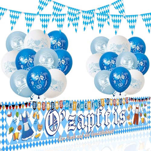 Tasoraor Oktoberfest Deko Banner Ballons - Bayerische Party Dekoration Luftballon und Blau Weiß Wimpelkett, Lange Stoff Partybanner für Bayrische Bierfest Dekorationen Tasoraor Oktoberfest Deko Banner Ballons - Bayerische Party Dekoration Luftballon und Blau Weiß Wimpelkett, Lange Stoff Partybanner für Bayrische Bierfest Dekorationen von Tasoraor