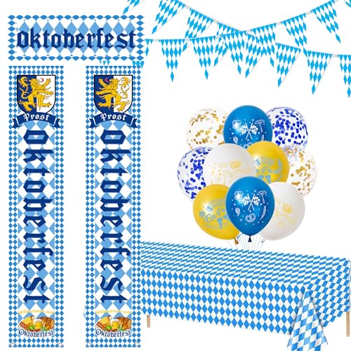 Tasoraor Oktoberfest Deko Banner Ballons - Bayerische Party Dekoration Luftballons Türbanner, Blau Weiß Wimpelkette und Tischdecke für Bierfest Bayrische Festival Tasoraor Oktoberfest Deko Banner Ballons - Bayerische Party Dekoration Luftballons Türbanner, Blau Weiß Wimpelkette und Tischdecke für Bierfest Bayrische Festival von Tasoraor