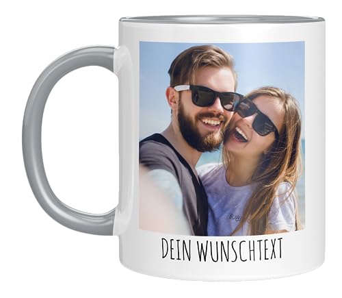 TassenTicker - Tasse selber gestalten - mit Bild und Foto - Personalisiert - Fototasse - bedrucken lassen - Geschenk - Werbetasse - Firmentasse - Logo (Grau) von TassenTicker