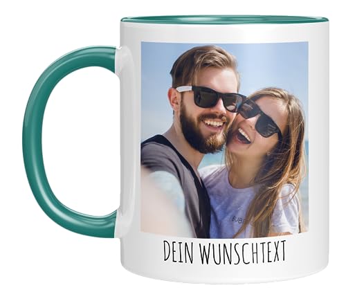 TassenTicker - Tasse selber gestalten - mit Bild und Foto - Personalisiert - Fototasse - bedrucken lassen - Geschenk - Werbetasse - Firmentasse - Logo (Türkis) von TassenTicker
