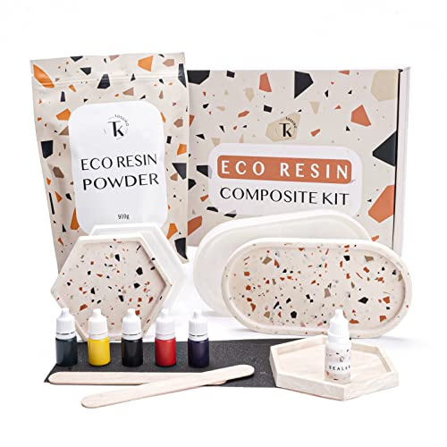 Tassika Eco Resin Kit für Anfänger 0,9 kg, Terrazzo Resin Kit, komplettes Harz Kit (Jesmonite Alternative) von Tassika