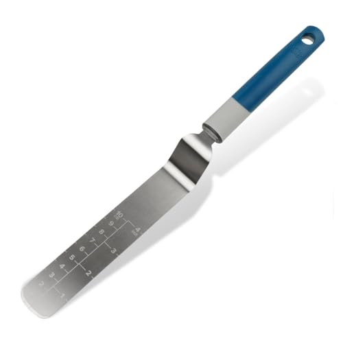 Tasty Winkelpalette mit Messskala, 32,5x3cm, Edelstahl, Perfekt zum Glattstreichen & Verzieren von Torten, Spülmaschinengeeignet – Grau/Blau/Silber von Tasty