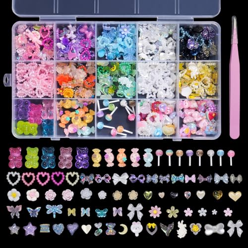 Tatiwoo 3D-Perlen-Sortiment, schöne Nägel, Set mit bunten Blumen, Herz, Schmetterling, Bogen, Stern, Fingernägeln, Bär, Lollipop, Candy, Nail Art, Zubehör Tatiwoo 3D-Perlen-Sortiment, schöne Nägel, Set mit bunten Blumen, Herz, Schmetterling, Bogen, Stern, Fingernägeln, Bär, Lollipop, Candy, Nail Art, Zubehör von Tatiwoo