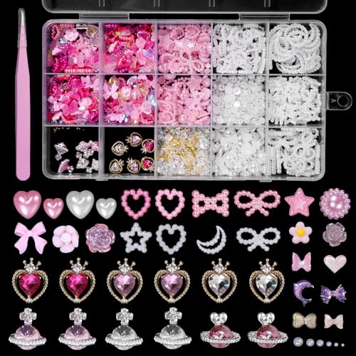 Tatiwoo 3D Rosa Weiß Sortiment Perlen Edelsteine Planet Nagel Charms Set Herz Blume Schmetterling Bogen Niedlich Nagel Charms Herz Stern Bögen Mond Runde Perlen Nail Charms für Maniküre Tatiwoo 3D Rosa Weiß Sortiment Perlen Edelsteine Planet Nagel Charms Set Herz Blume Schmetterling Bogen Niedlich Nagel Charms Herz Stern Bögen Mond Runde Perlen Nail Charms für Maniküre von Tatiwoo