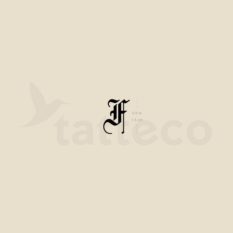 Gothic F Buchstabe Temporäres Tattoo | 3Er Set von Tatteco