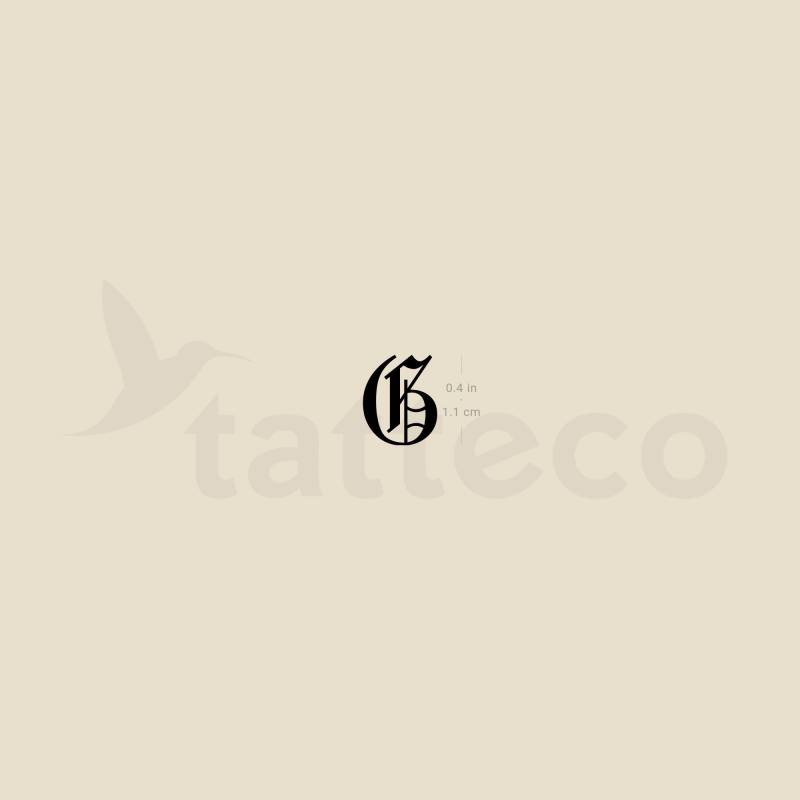 Gothic G Buchstabe Temporäres Tattoo | 3Er Set von Tatteco