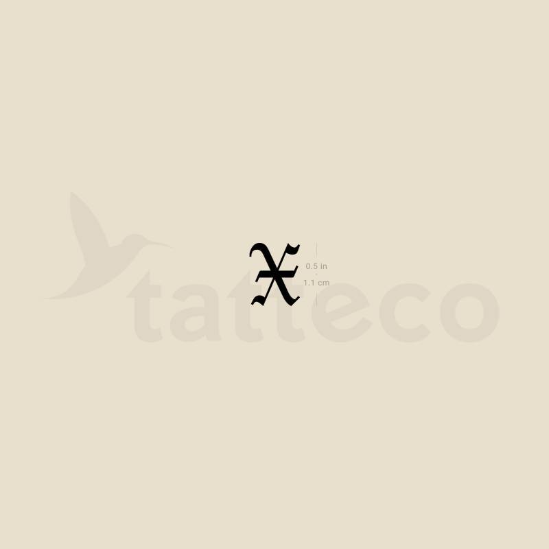 Gothic X Buchstabe Temporäres Tattoo | 3Er Set von Tatteco