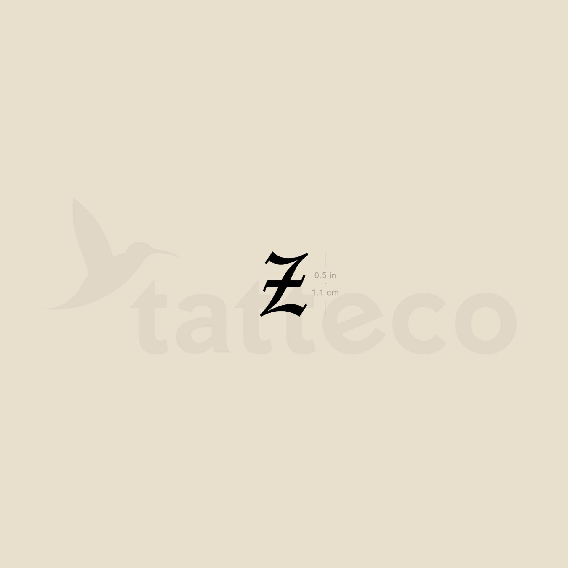 Gothic Z Buchstabe Temporäres Tattoo | 3Er Set von Tatteco